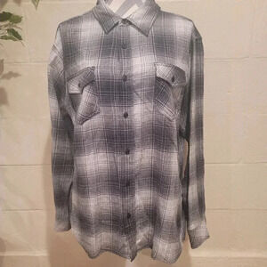 Hurley Paradise City Flannel Men’s Shirt Size L Black Gray Casual Lifestyle